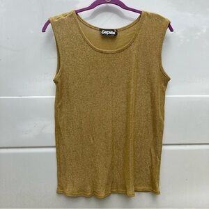 Vintage Gold Sparkly Sleeveless Top Partywear New Years Eve Y2K